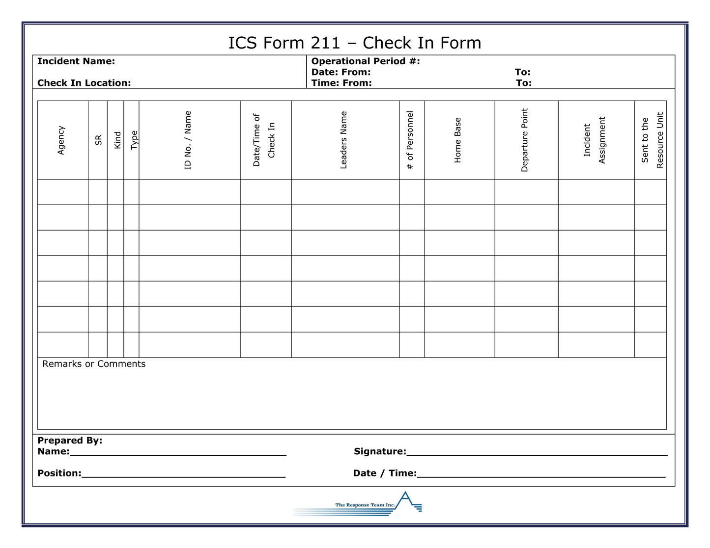ICS 211 - Check In Form Poster