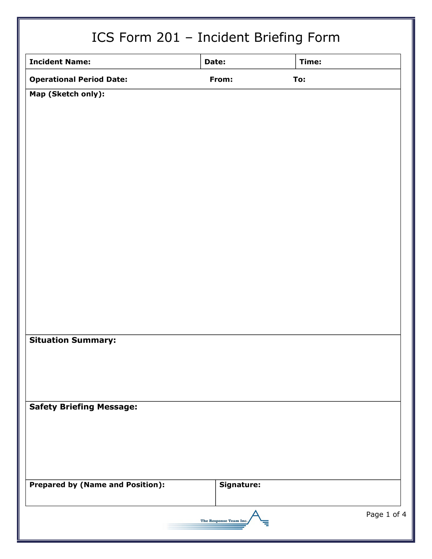 ICS 201 - Incident Briefing Form Poster – TTX Vault Canada