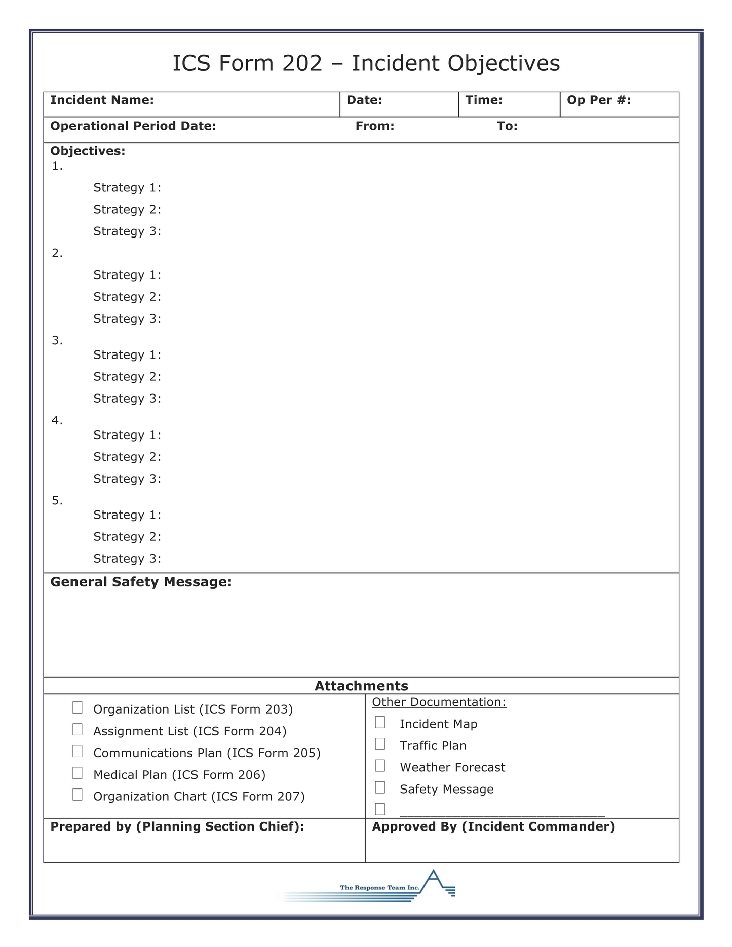 ICS 202 - Incident Objectives Form Poster