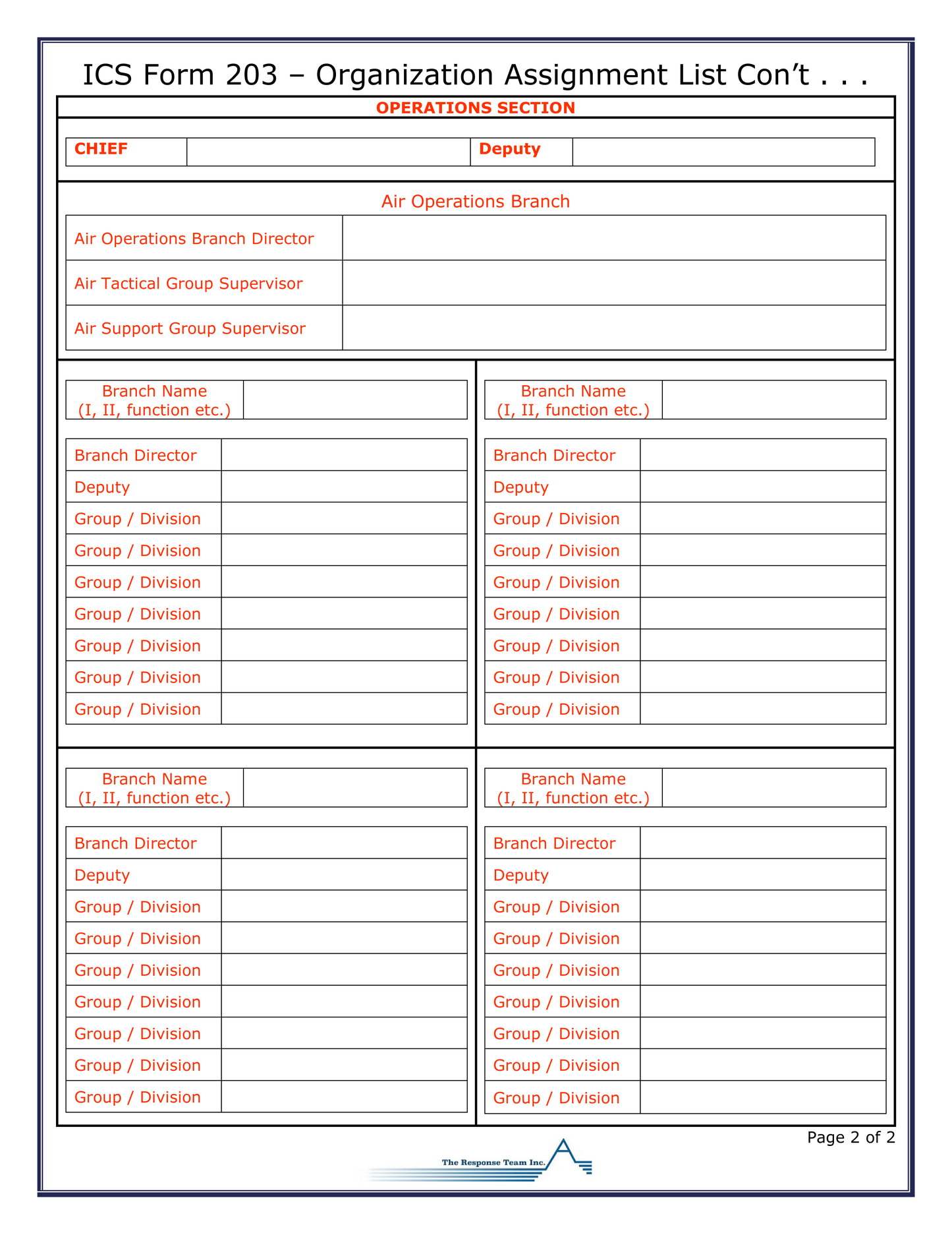 ICS 203 - Organization Assignment List Poster