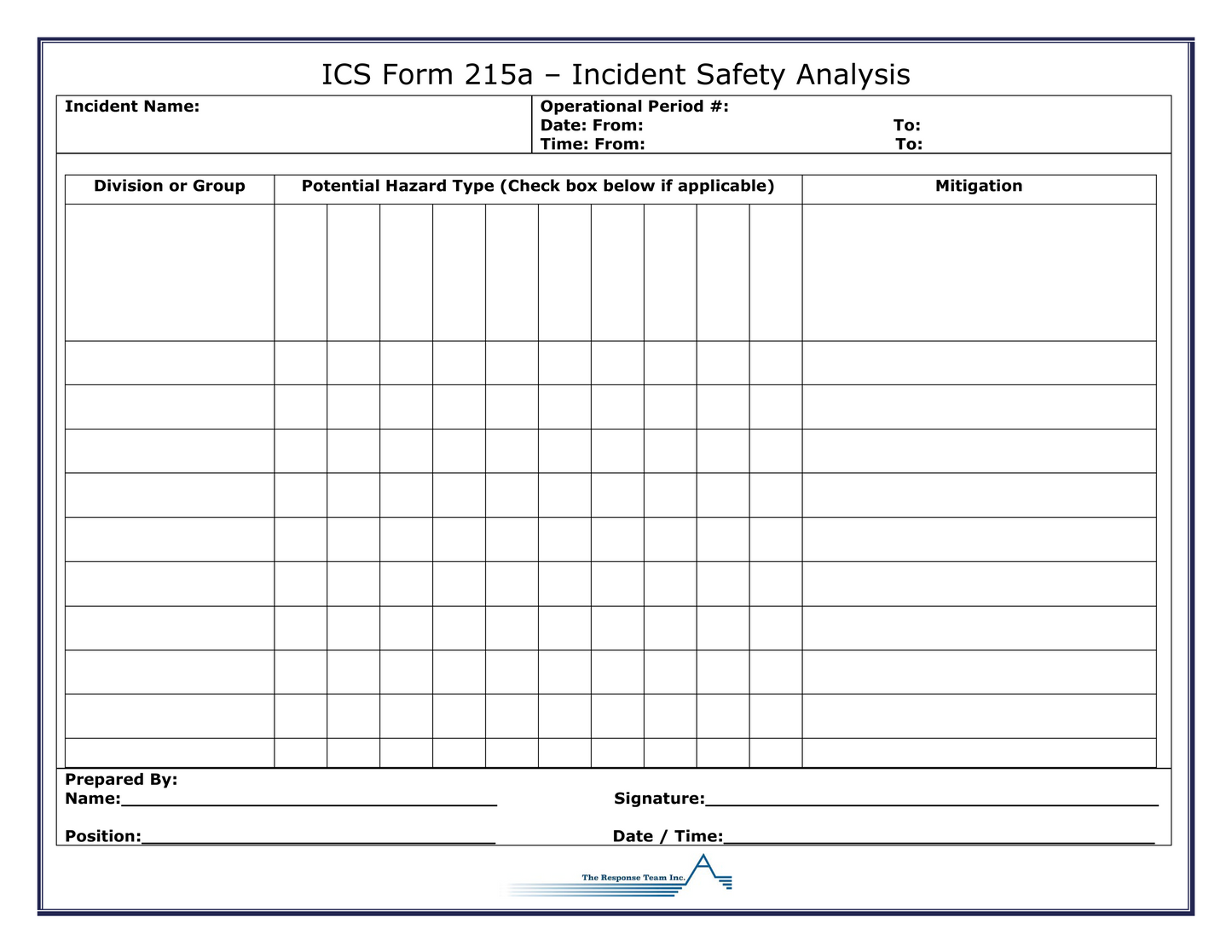 ICS 215a - Incident Safety Analysis Form Poster